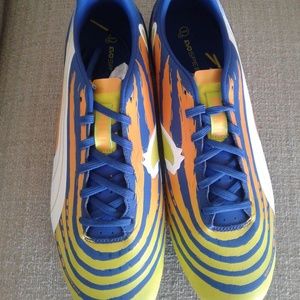 New yellow blue swirl cleats